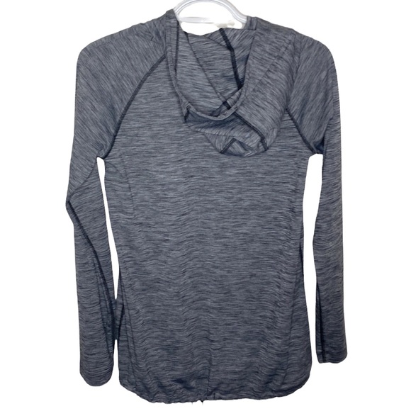 Under Armour grey space dye hooded long sleeve top with drawstring hem size XS - Picture 2 of 12